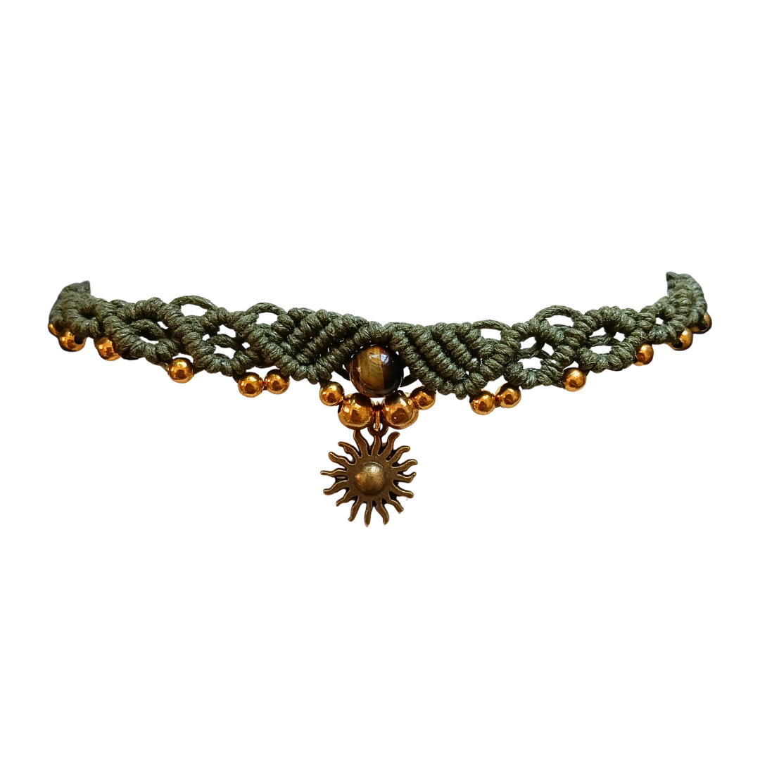 Colar Verde com Olho de Tigre