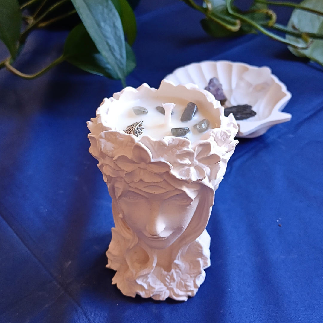 Vela Gaia com Óleo Essencial de Hortelã Pimenta e Labradorite