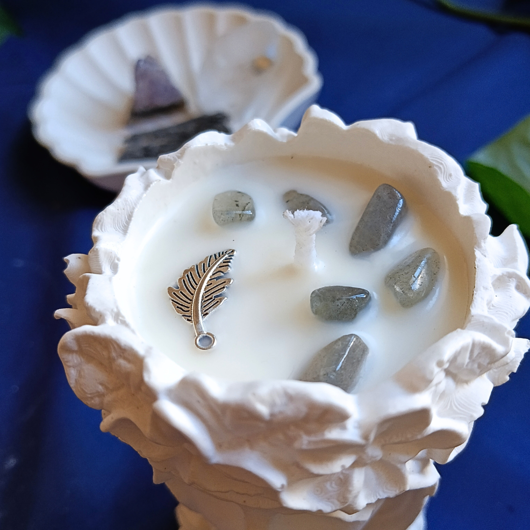 Vela Gaia com Óleo Essencial de Hortelã Pimenta e Labradorite