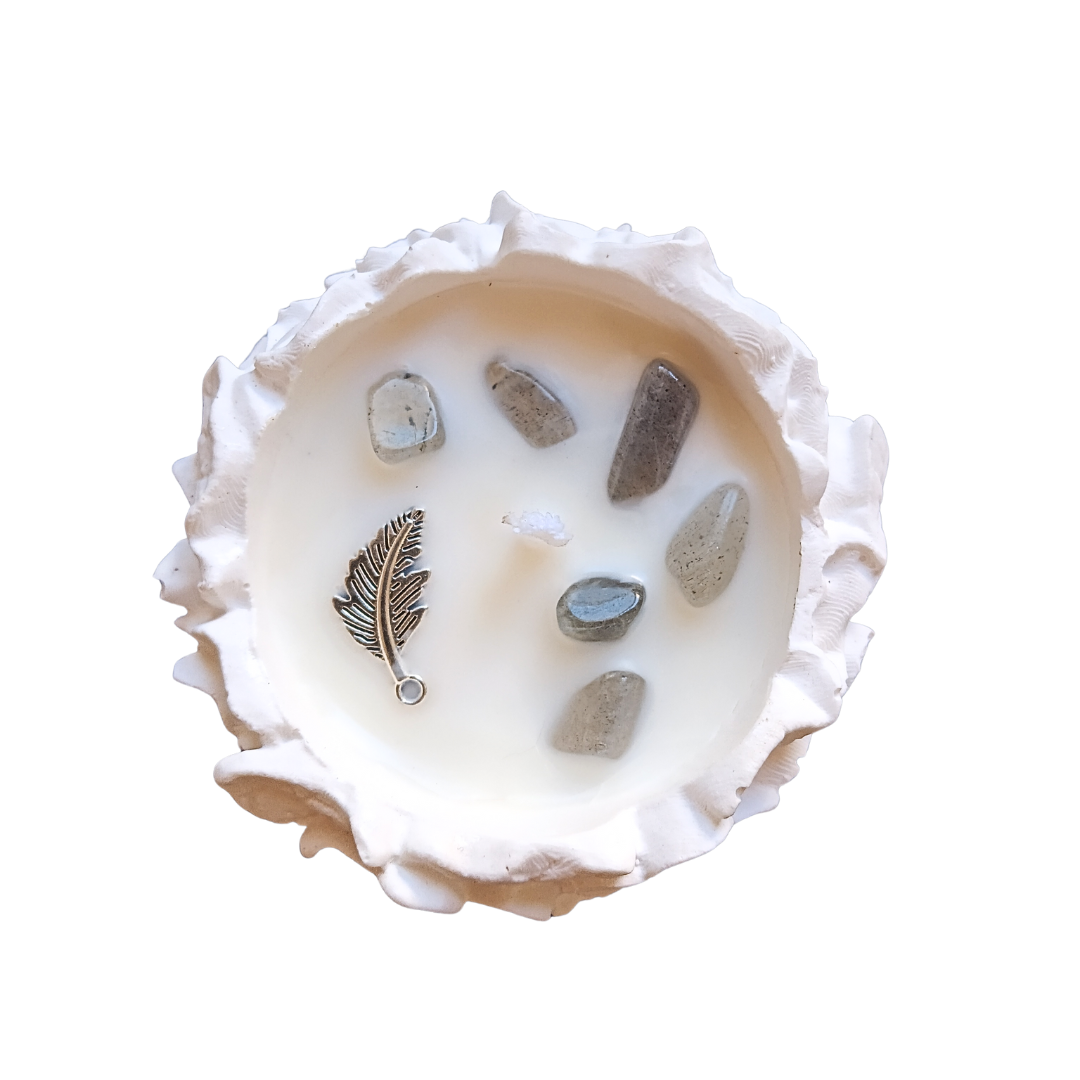 Vela Gaia com Óleo Essencial de Hortelã Pimenta e Labradorite