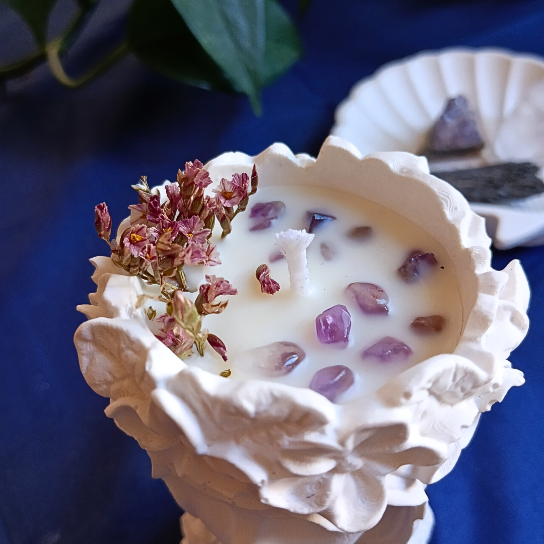 Vela Gaia com Óleo Essencial de Lavanda e Ametista