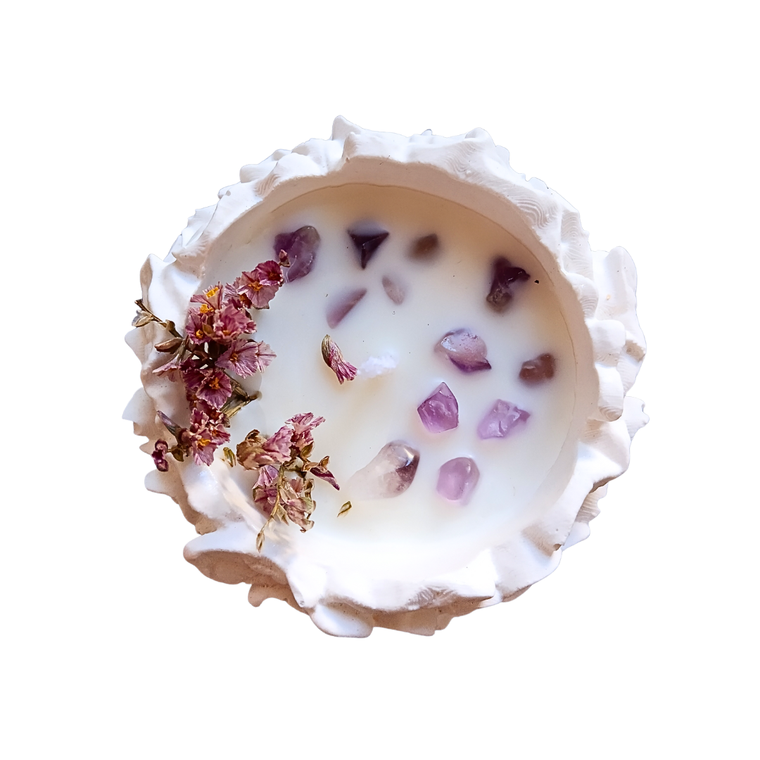 Vela Gaia com Óleo Essencial de Lavanda e Ametista