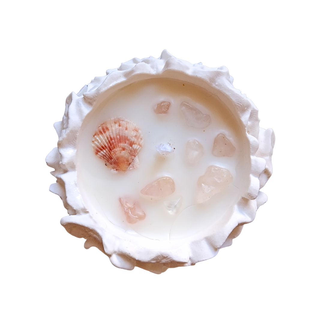 Vela Gaia com Óleo Essencial de Palmarosa e Quartzo Rosa