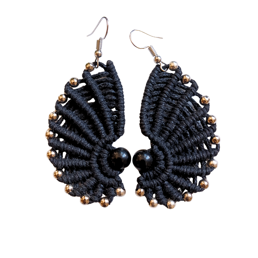 Brincos Pretos com Obsidiana Negra