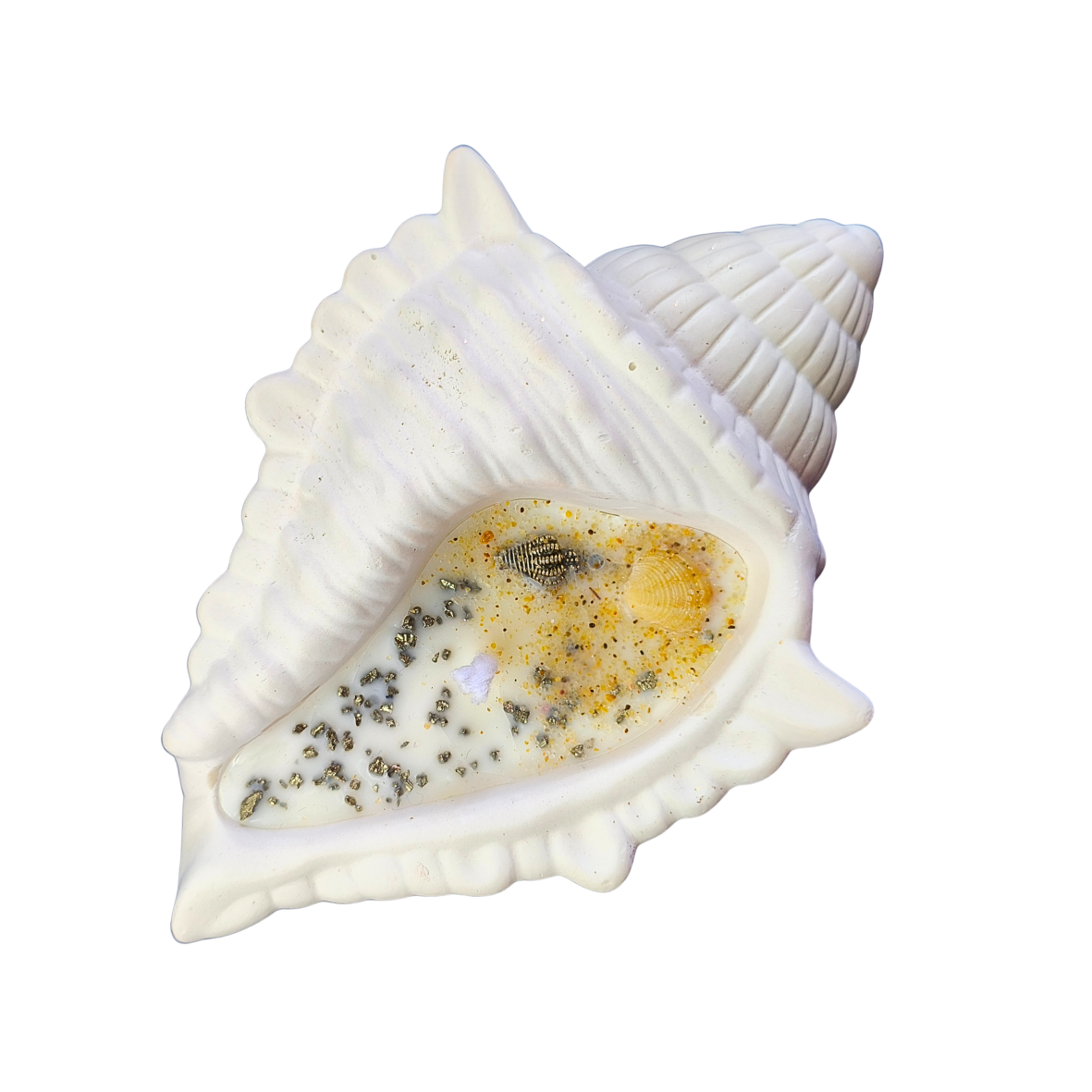 Vela Búzio com Óleo Essencial de Alecrim e Pirite