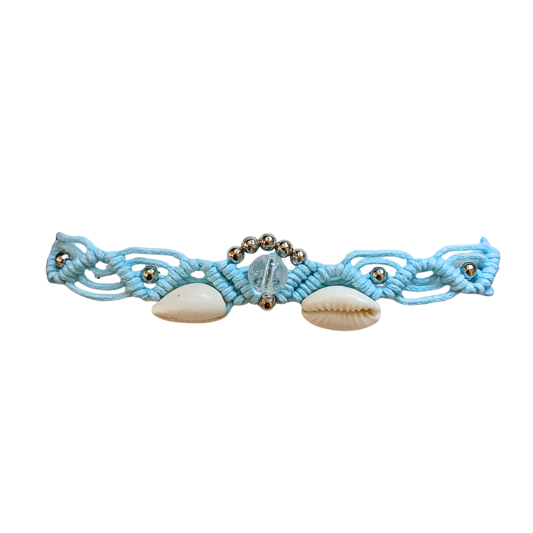 Pulseira Azul com Quartzo Transparente