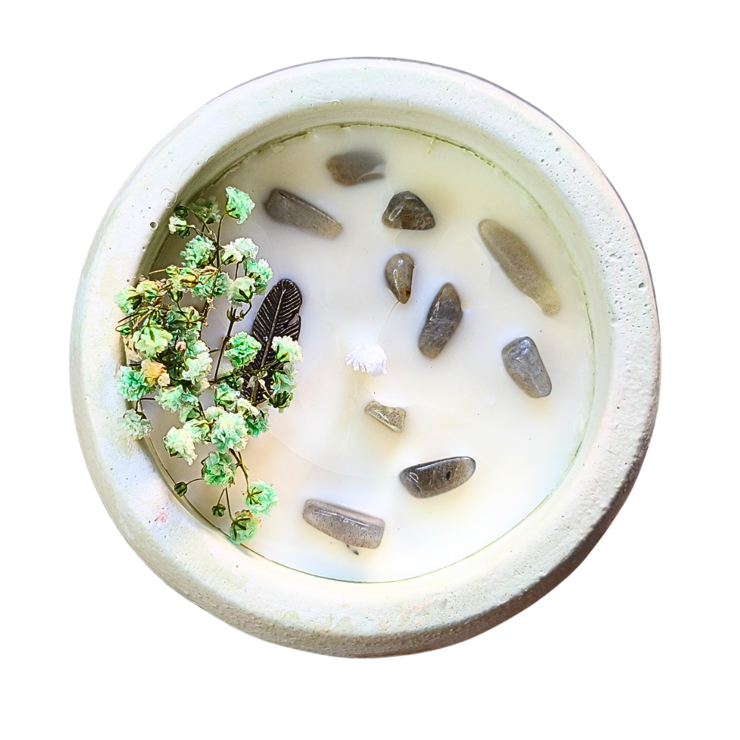 Vela Ânima com Óleo Essencial de Alecrim e Labradorite
