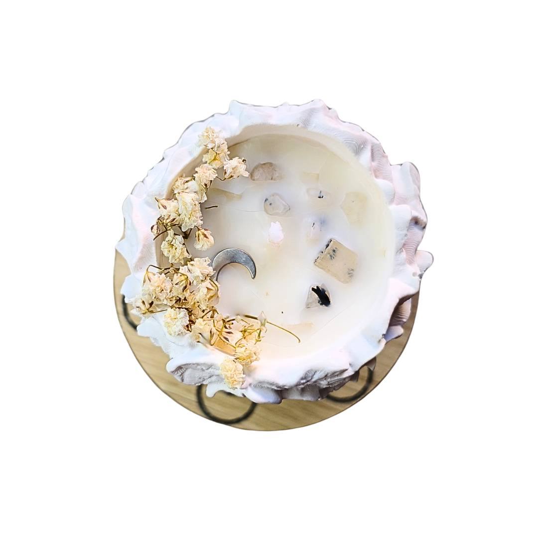 Vela Gaia com Óleo Essencial de Alecrim e Pedra da Lua