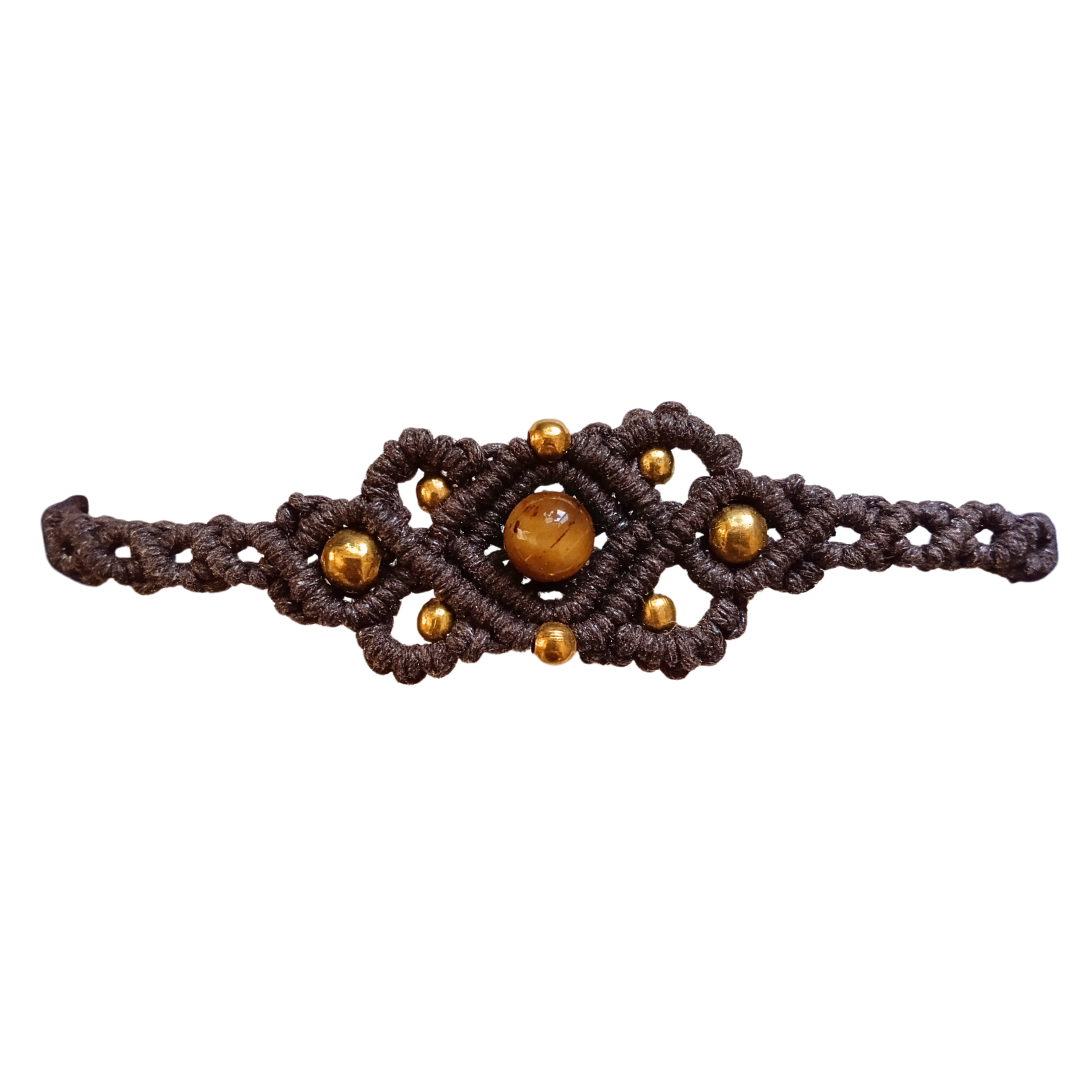 Pulseira Castanha com Olho de Tigre