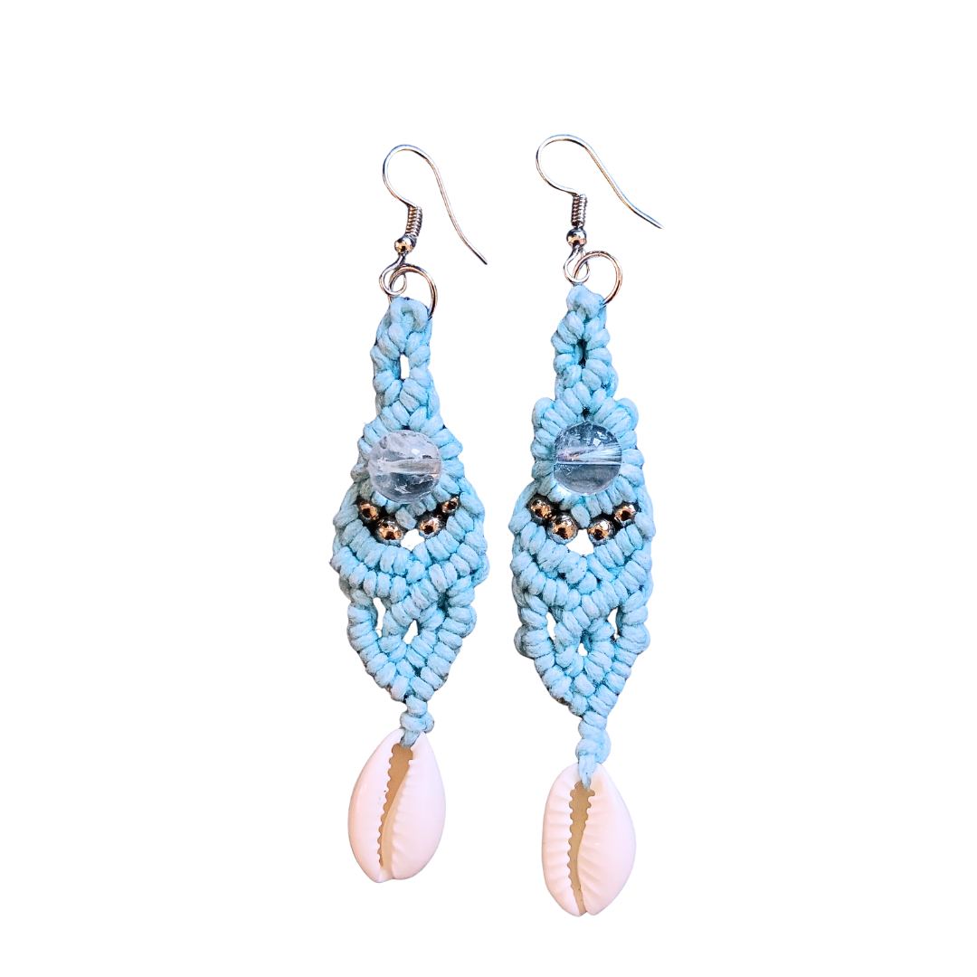 Brincos Azuis com Quartzo Transparente