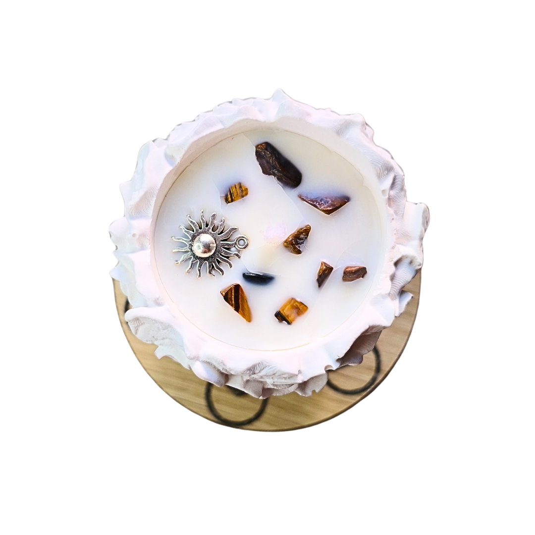 Vela Gaia com Óleo Essencial de Hortelã Pimenta e Olho de Tigre