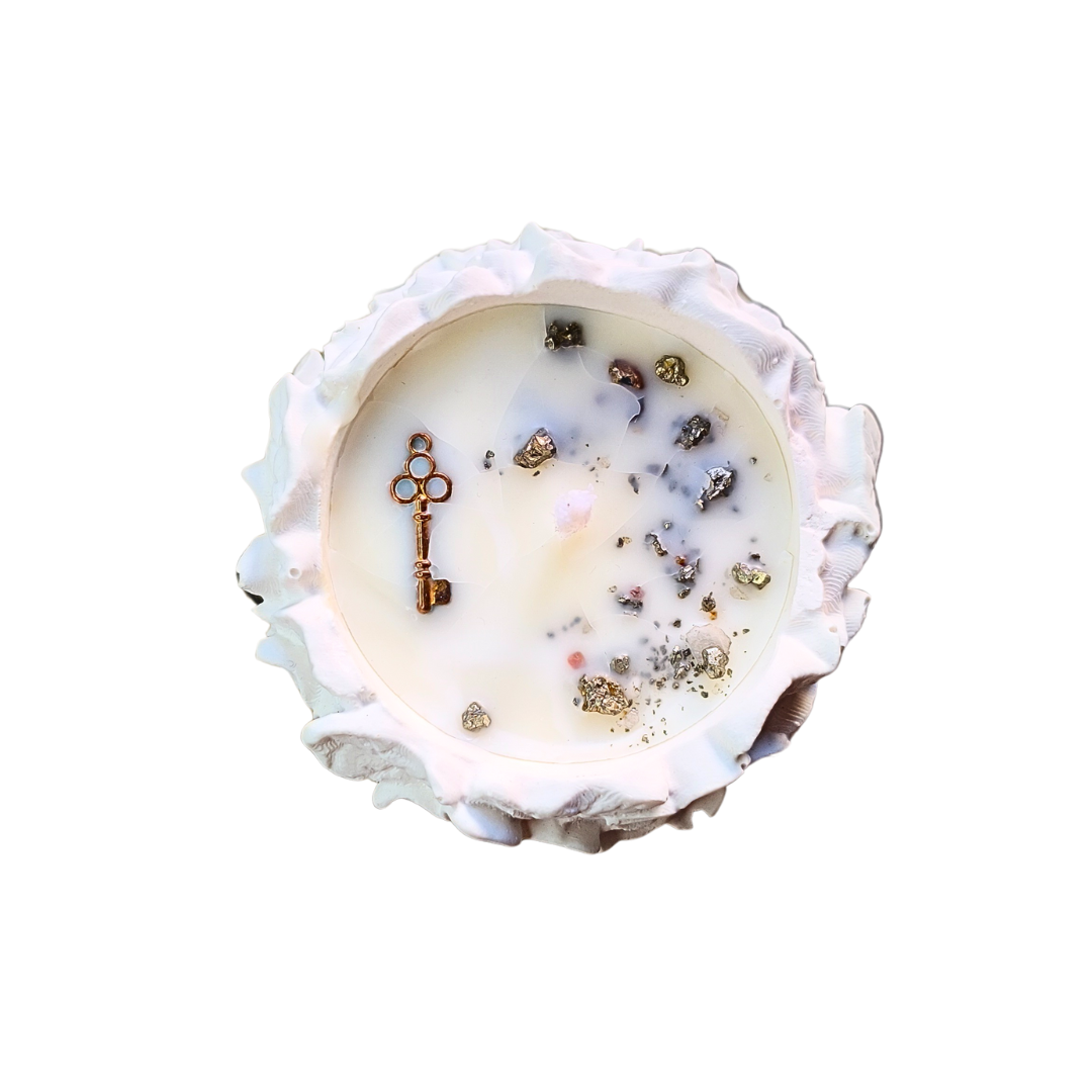 Vela Gaia com Óleo Essencial de Limão e Pirite