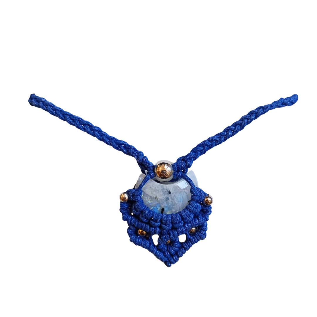 Colar Azul com Pedra da Lua