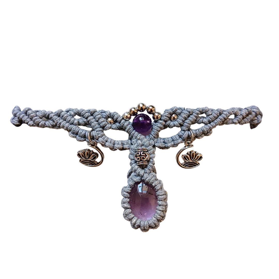 Colar Cinza com Ametista