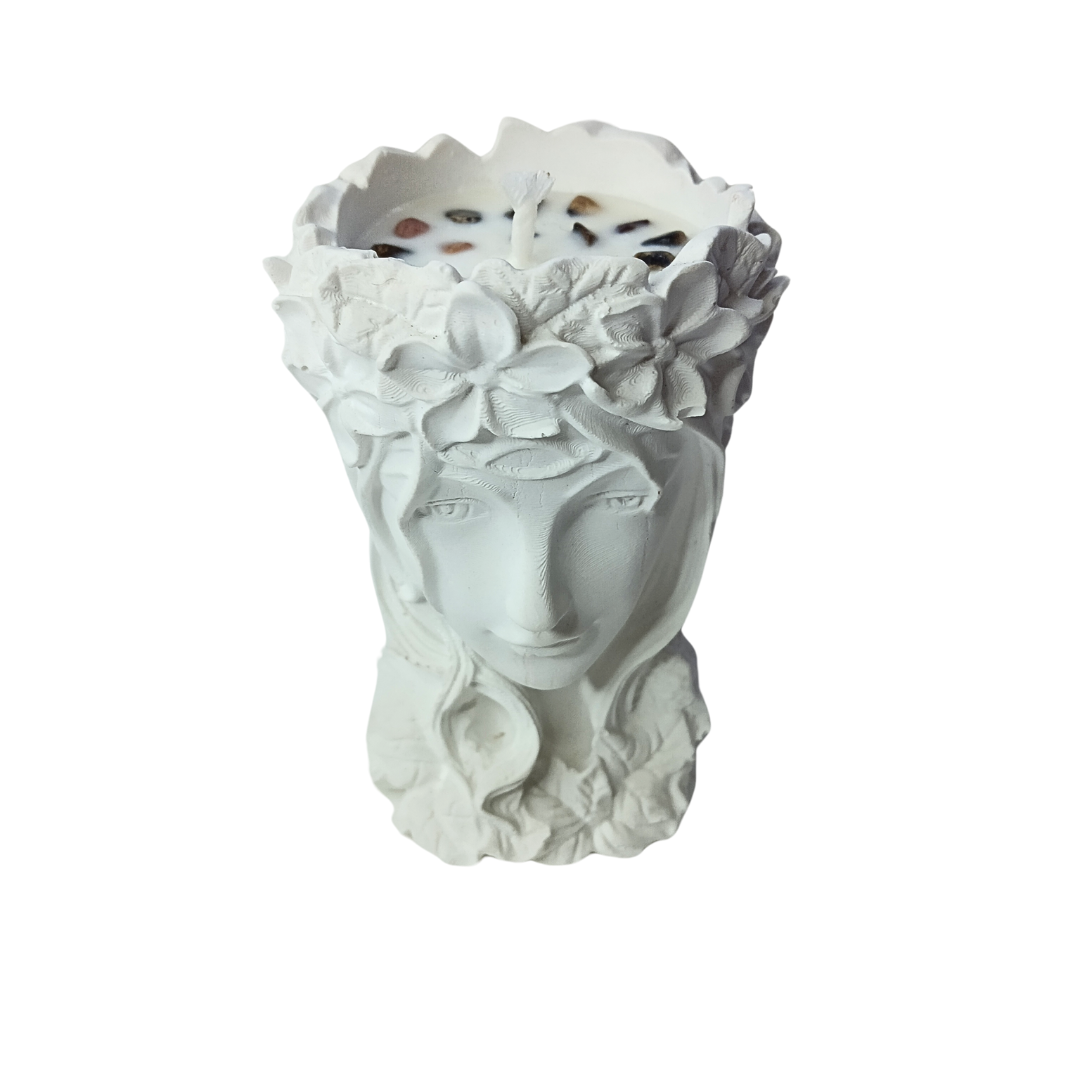 Vela Flor de Laranjeira em base Gaia com Rodonite