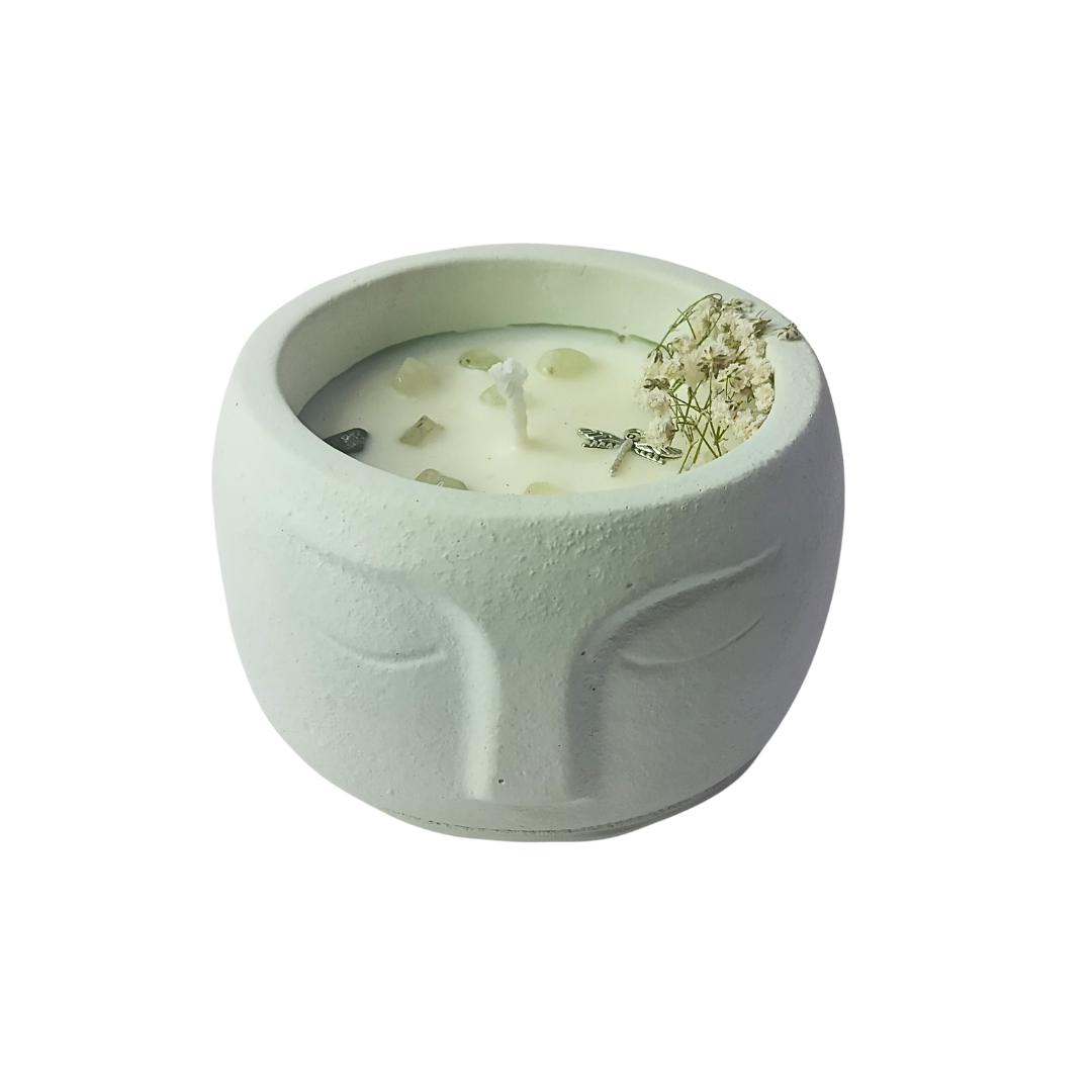 Vela Eucalipto em base Cara com Prehnite