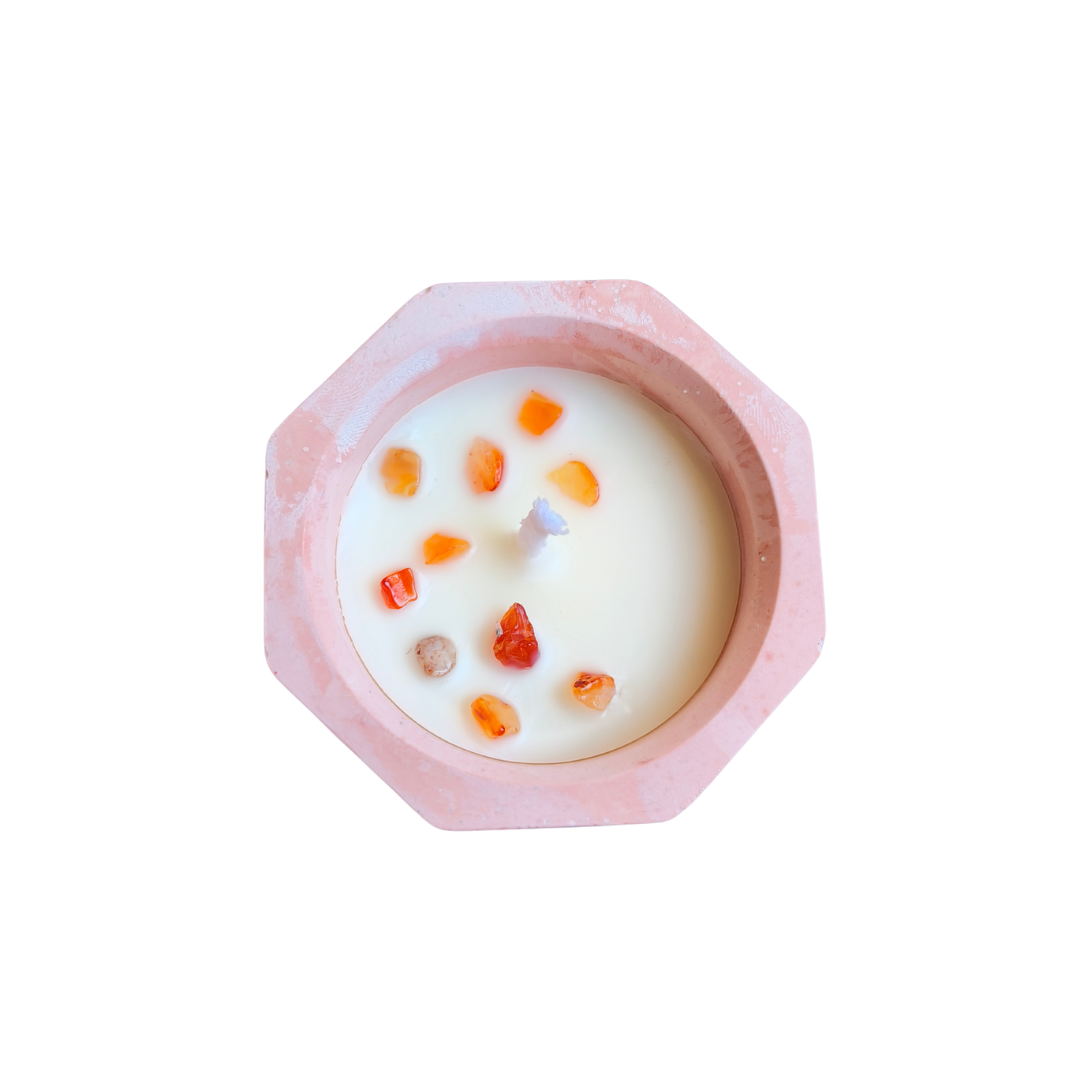 Vela Copo com Óleo Essencial de Laranja e Cornalina
