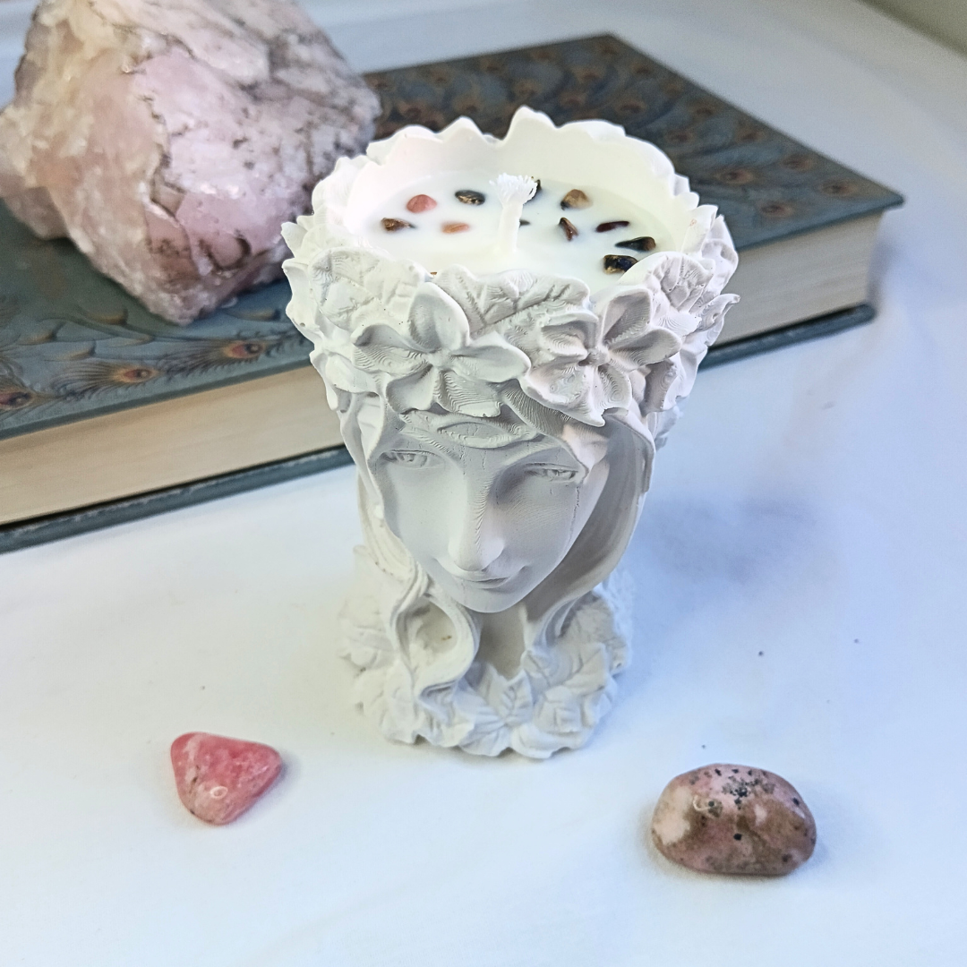 Vela Flor de Laranjeira em base Gaia com Rodonite
