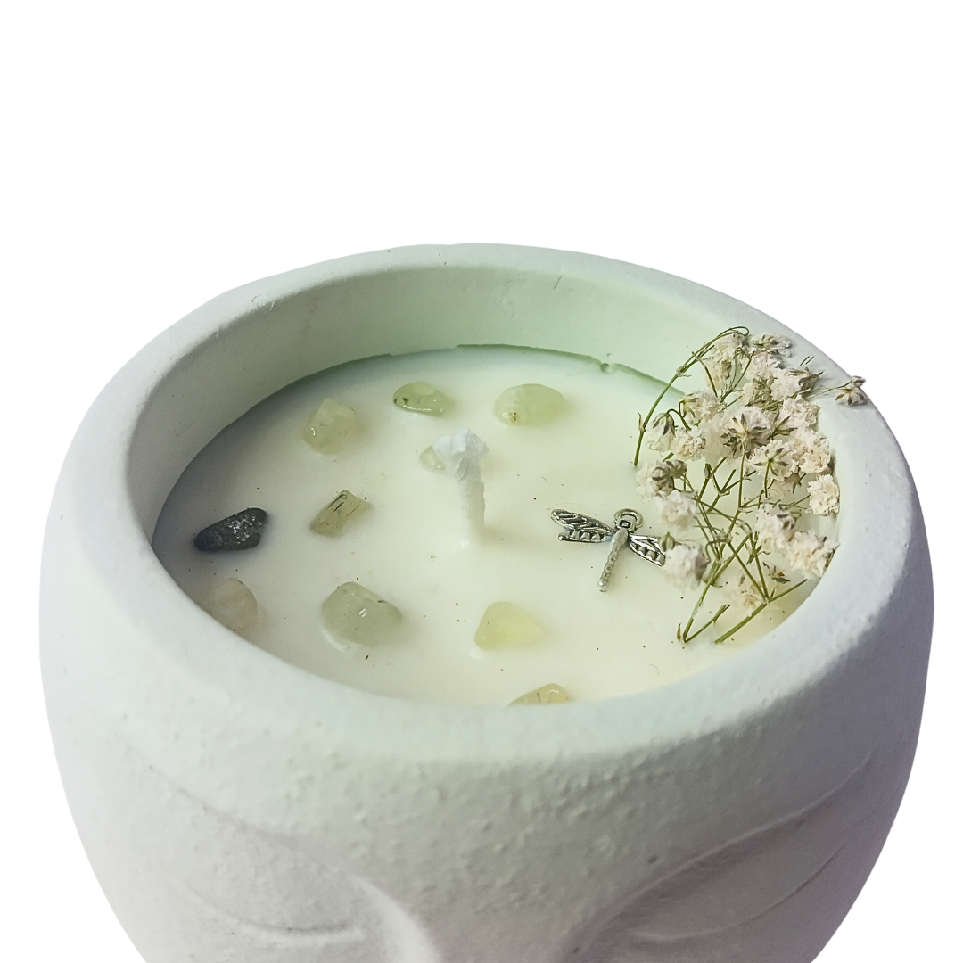 Vela Eucalipto em base Cara com Prehnite