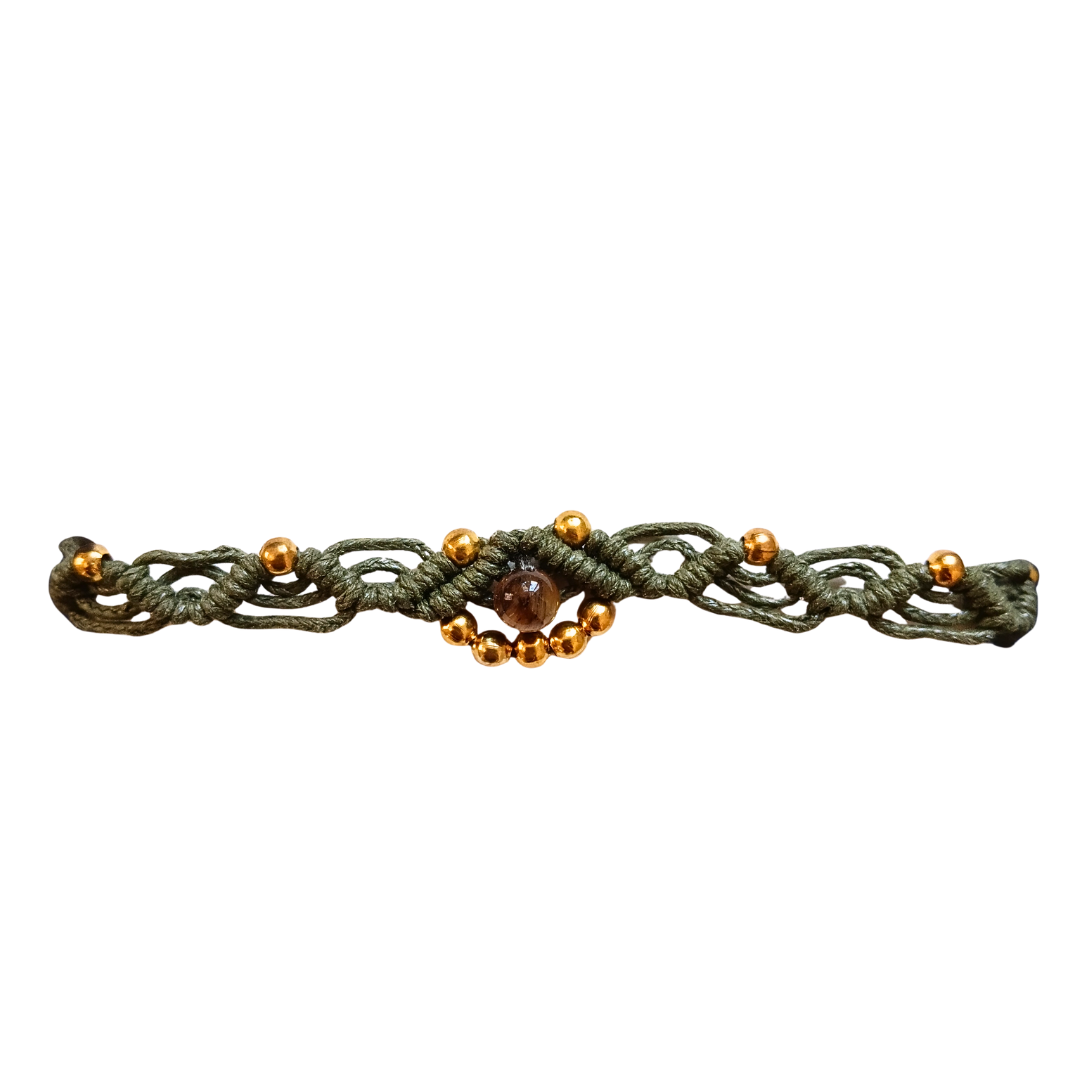 Pulseira Verde com Olho de Tigre