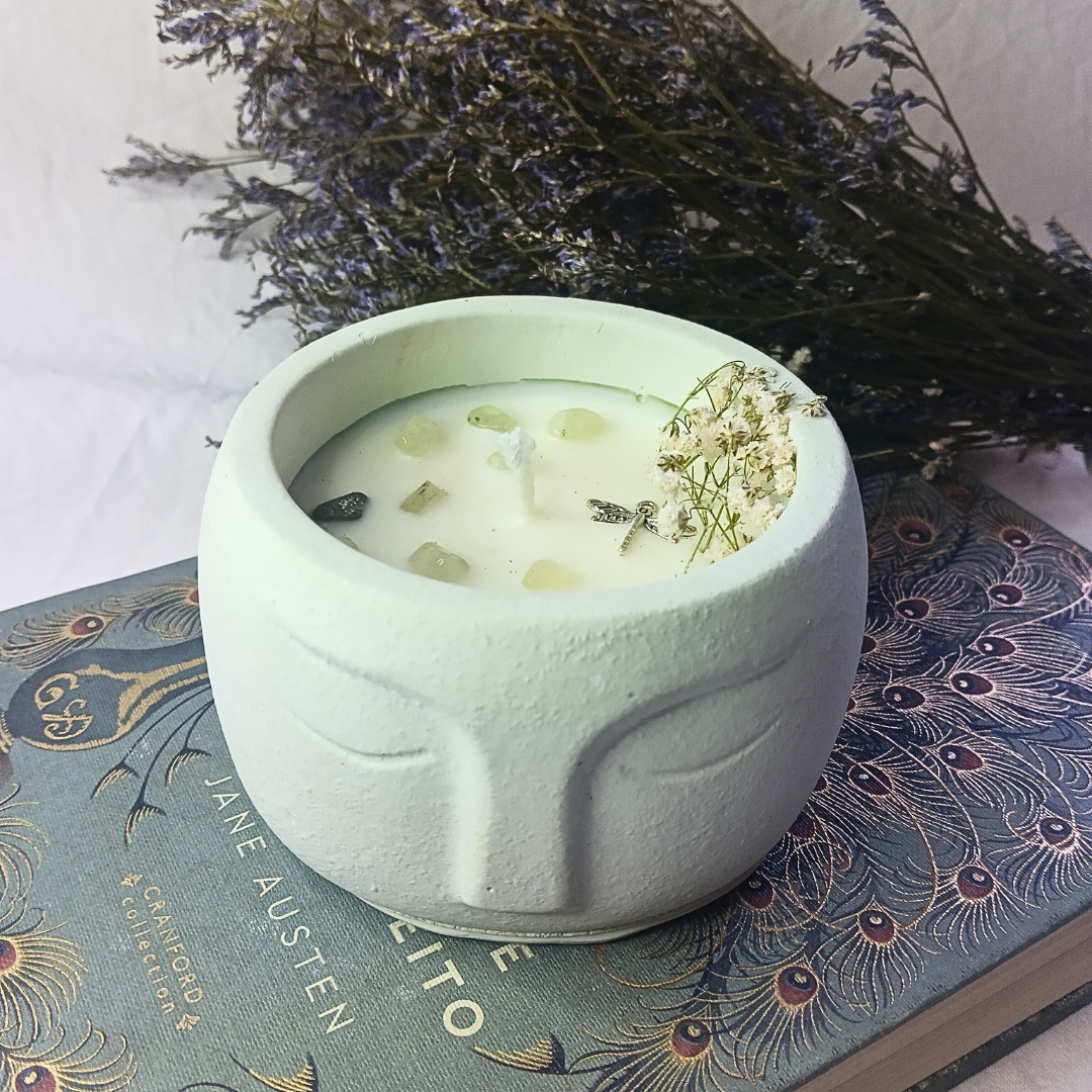 Vela Eucalipto em base Cara com Prehnite