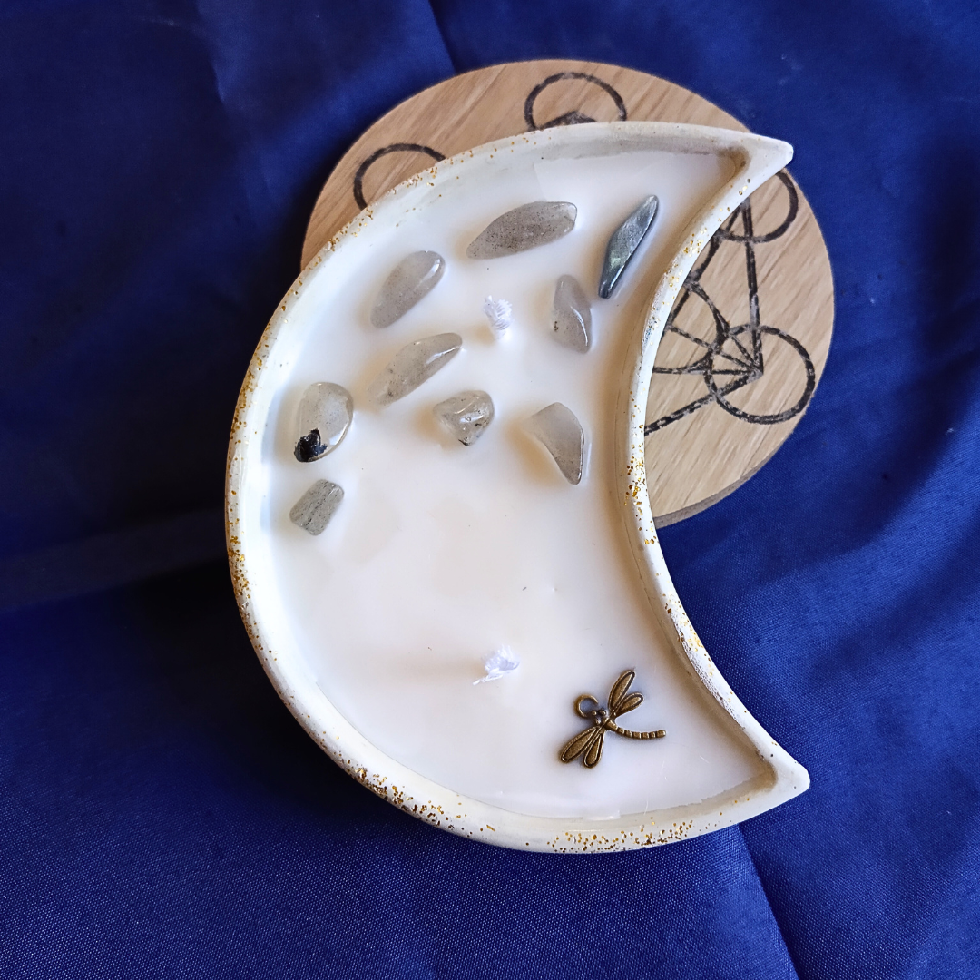 Vela Lua com Óleo Essencial de Alecrim e Labradorite