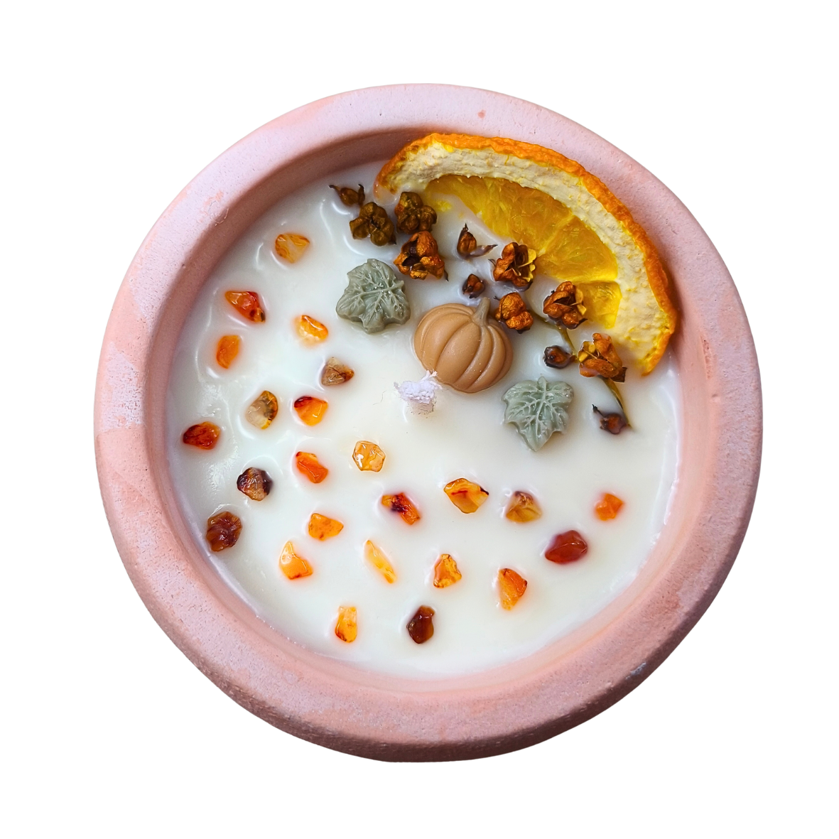 Vela Ânima com Óleo Essencial de Laranja e Cornalina