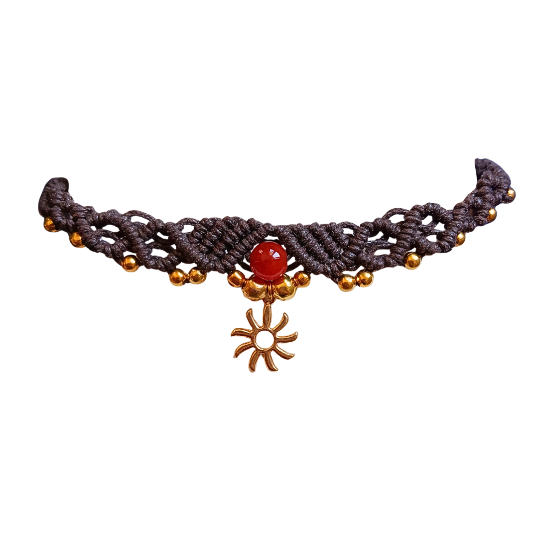 Colar Castanho com Cornalina