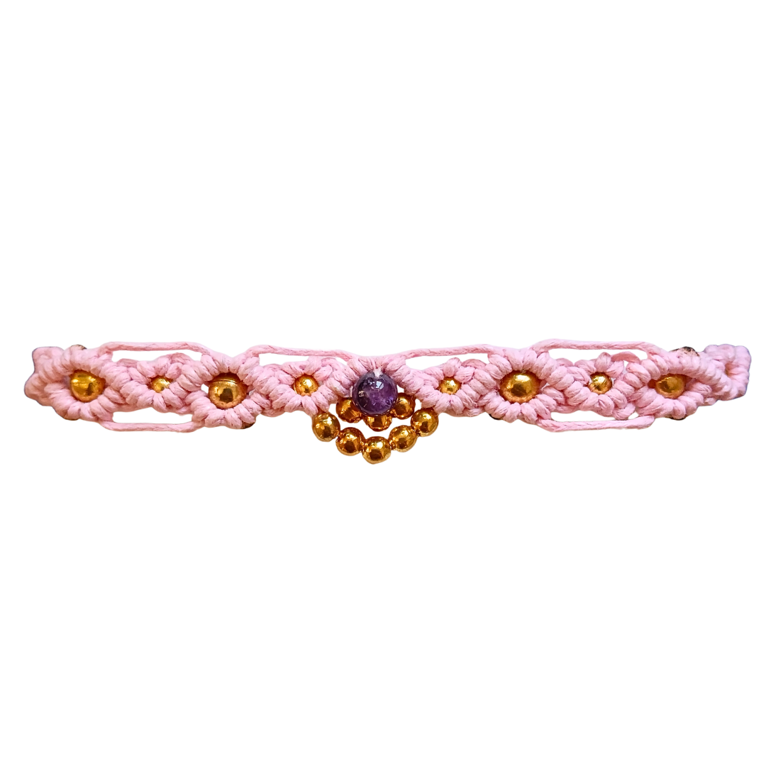 Pulseira Rosa com Ametista