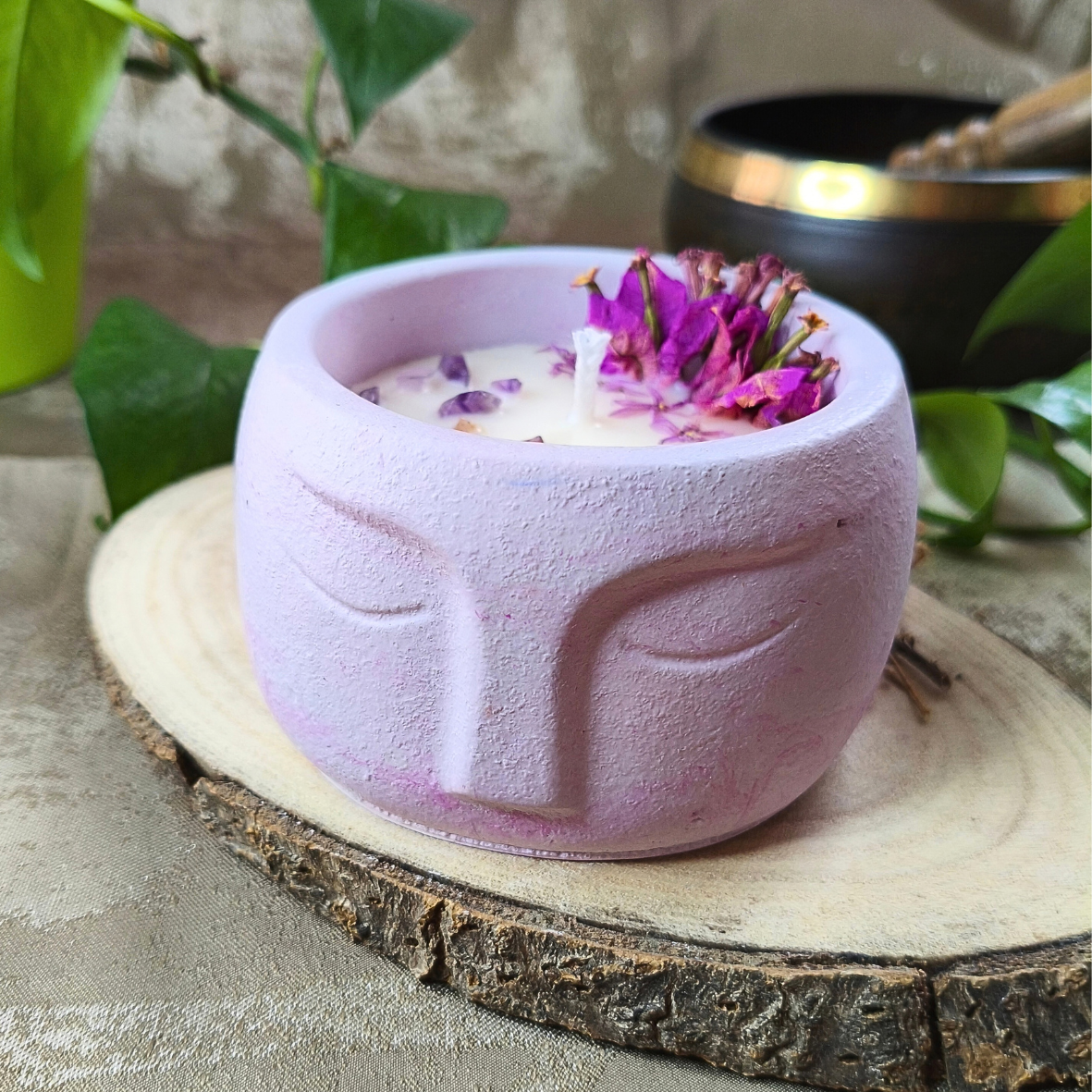 Vela Ânima com Óleo Essencial de Lavanda e Ametista