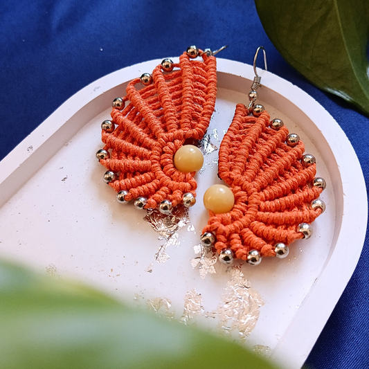 Brincos Laranja com Calcite Amarela