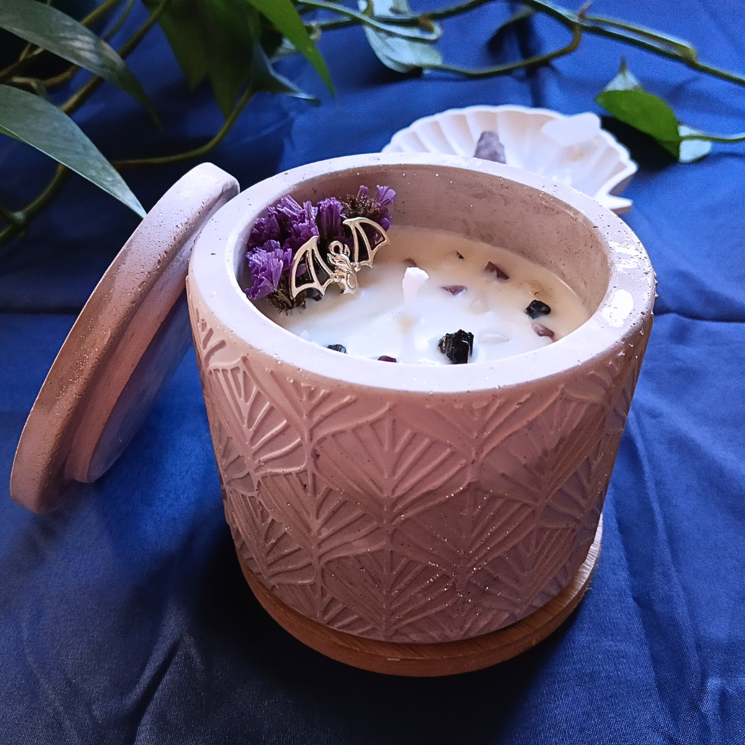 Vela Pote Grande com Sinergia de Óleos Essenciais e Cristais