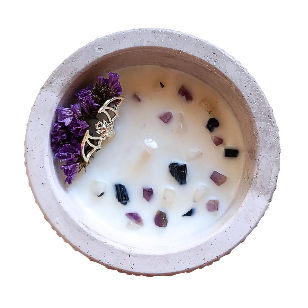 Vela Pote Grande com Sinergia de Óleos Essenciais e Cristais