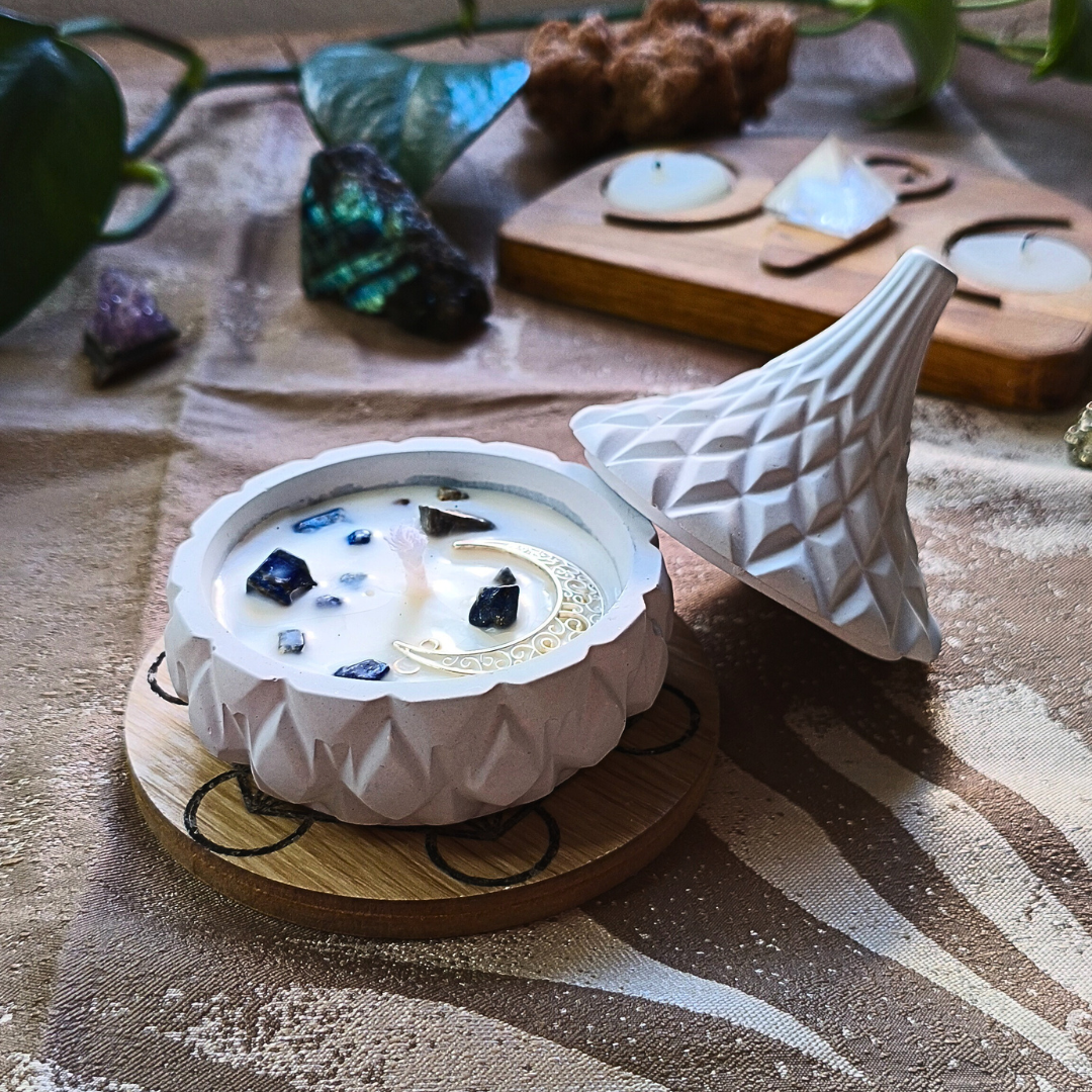 Vela Tagine com Óleo Essencial de Hortelã Pimenta e Lápis Lazúli