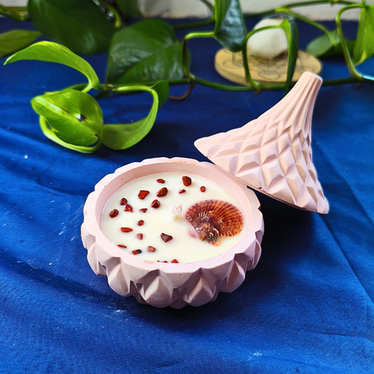 Vela Tagine com Óleo Essencial de Laranja e Jaspe Vermelho