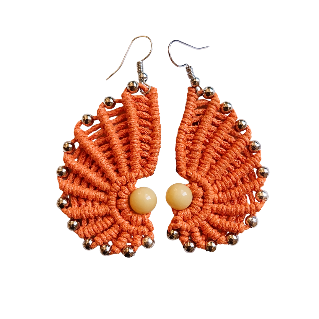 Brincos Laranja com Calcite Amarela