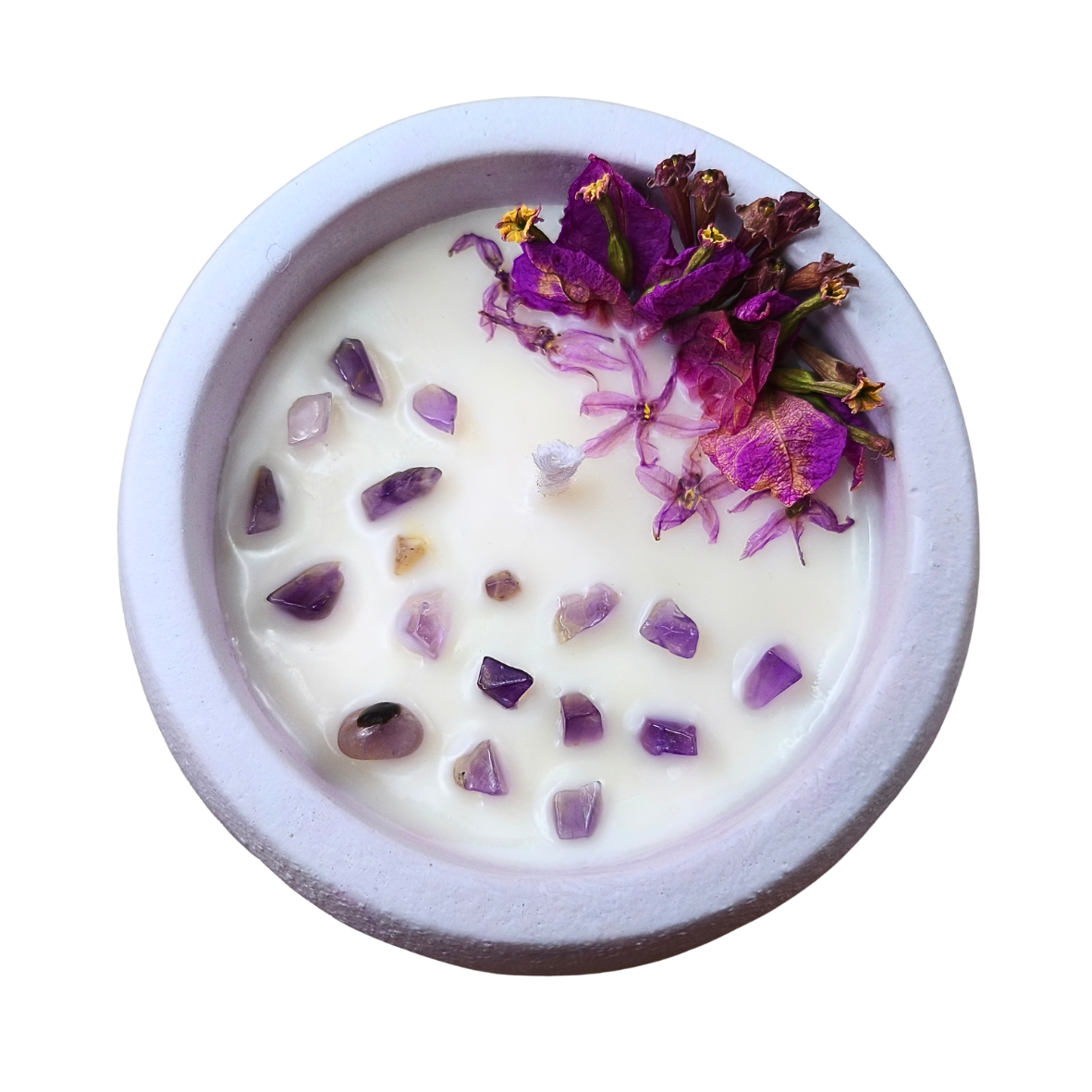 Vela Ânima com Óleo Essencial de Lavanda e Ametista