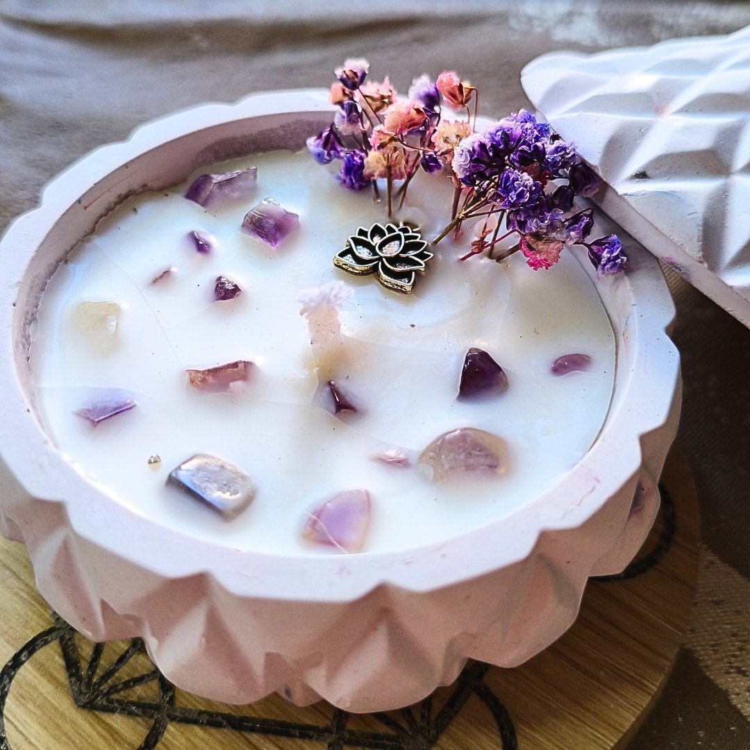 Vela Tagine com Óleo Essencial de Lavanda e Ametista