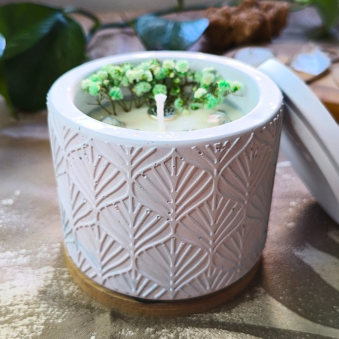 Vela Pote Grande com Óleo Essencial de Eucalipto e Amazonite