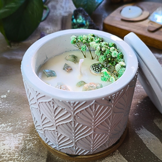 Vela Pote Grande com Óleo Essencial de Eucalipto e Amazonite