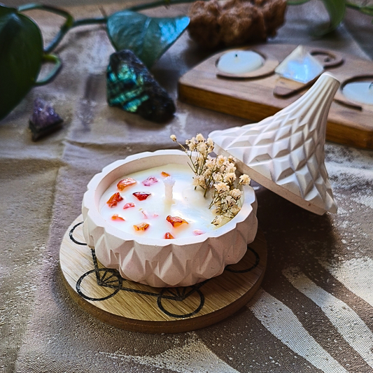 Vela Tagine com Óleo Essencial de Limão e Cornalina