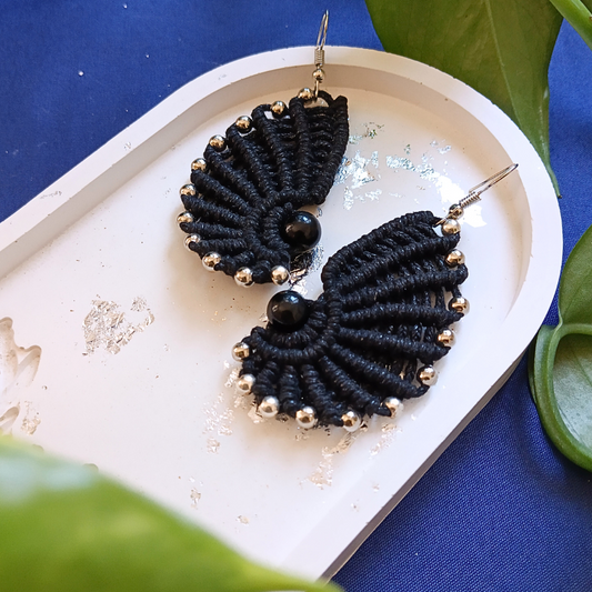 Brincos Pretos com Obsidiana Negra