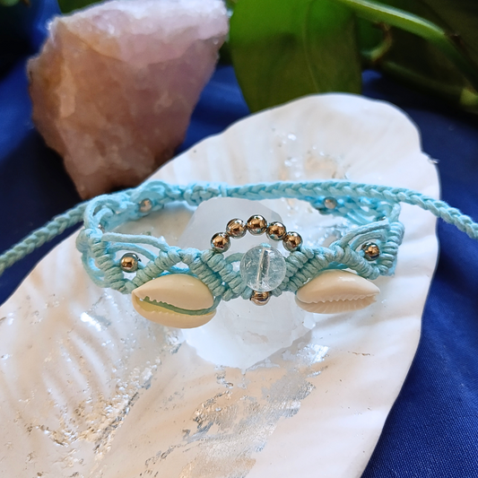 Pulseira Azul com Quartzo Transparente