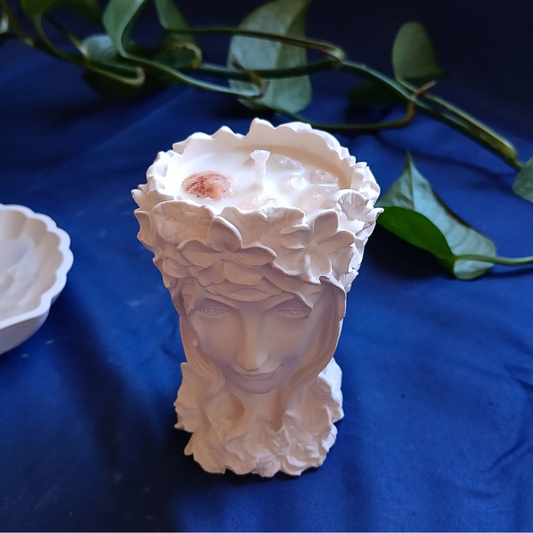 Vela Gaia com Óleo Essencial de Palmarosa e Quartzo Rosa