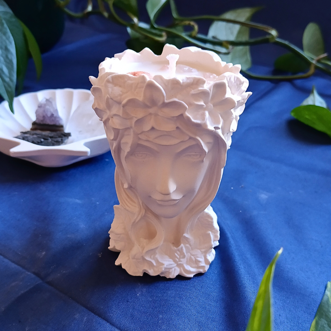 Vela Gaia com Óleo Essencial de Palmarosa e Quartzo Rosa