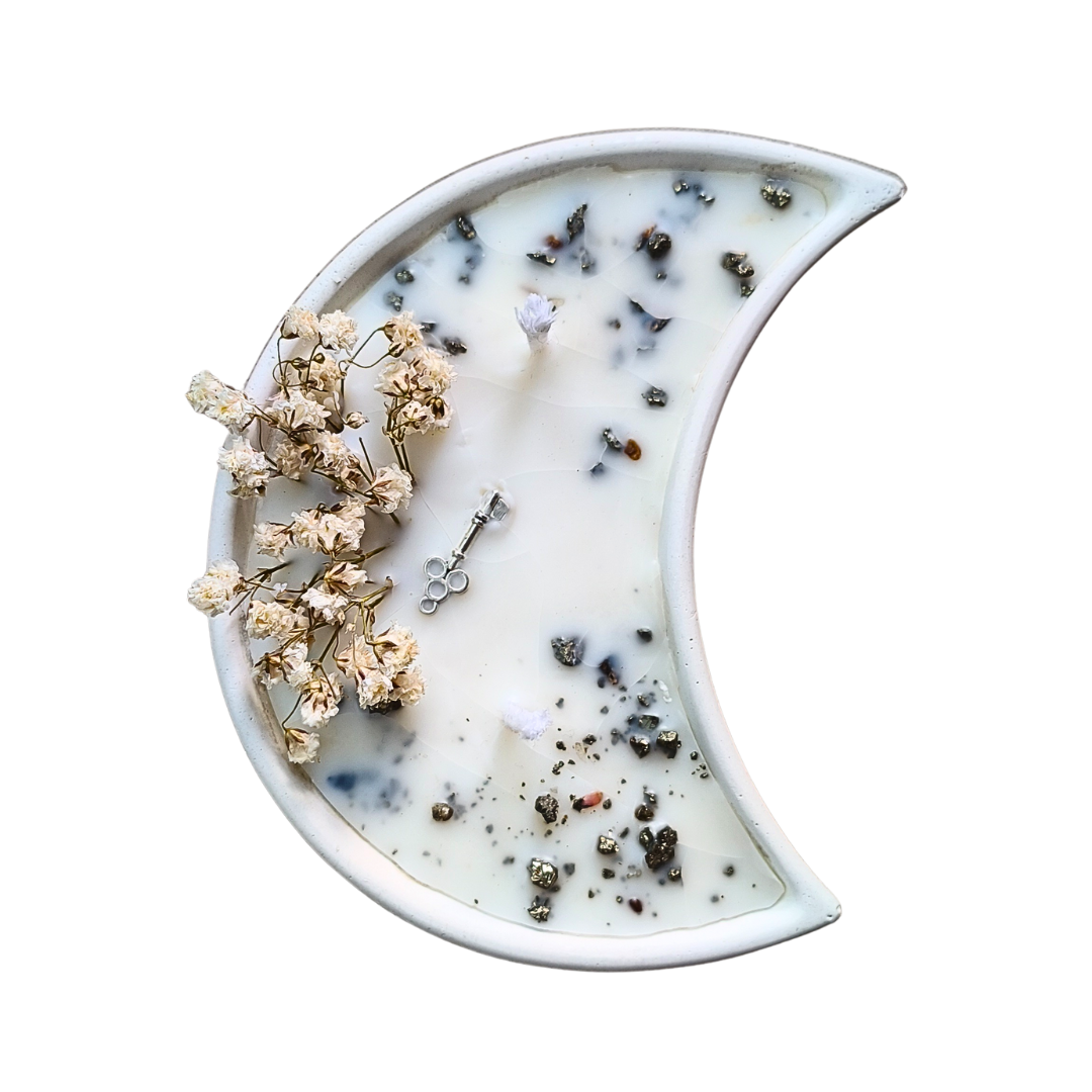 Vela Lua com Óleo Essencial de Hortelã Pimenta e Pirite