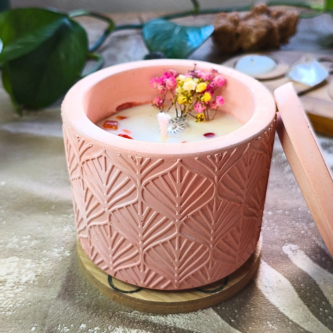 Vela Pote Grande com Óleo Essencial de Laranja e Cornalina