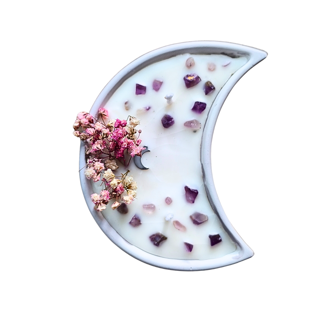 Vela Lua com Óleo Essencial de Lavanda e Ametista