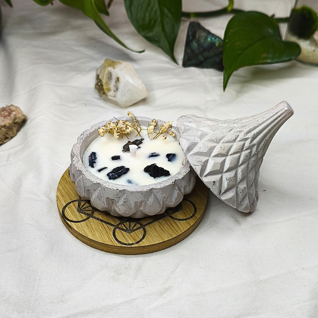 Vela Tagine com Óleo Essencial de Alecrim e Turmalina Negra