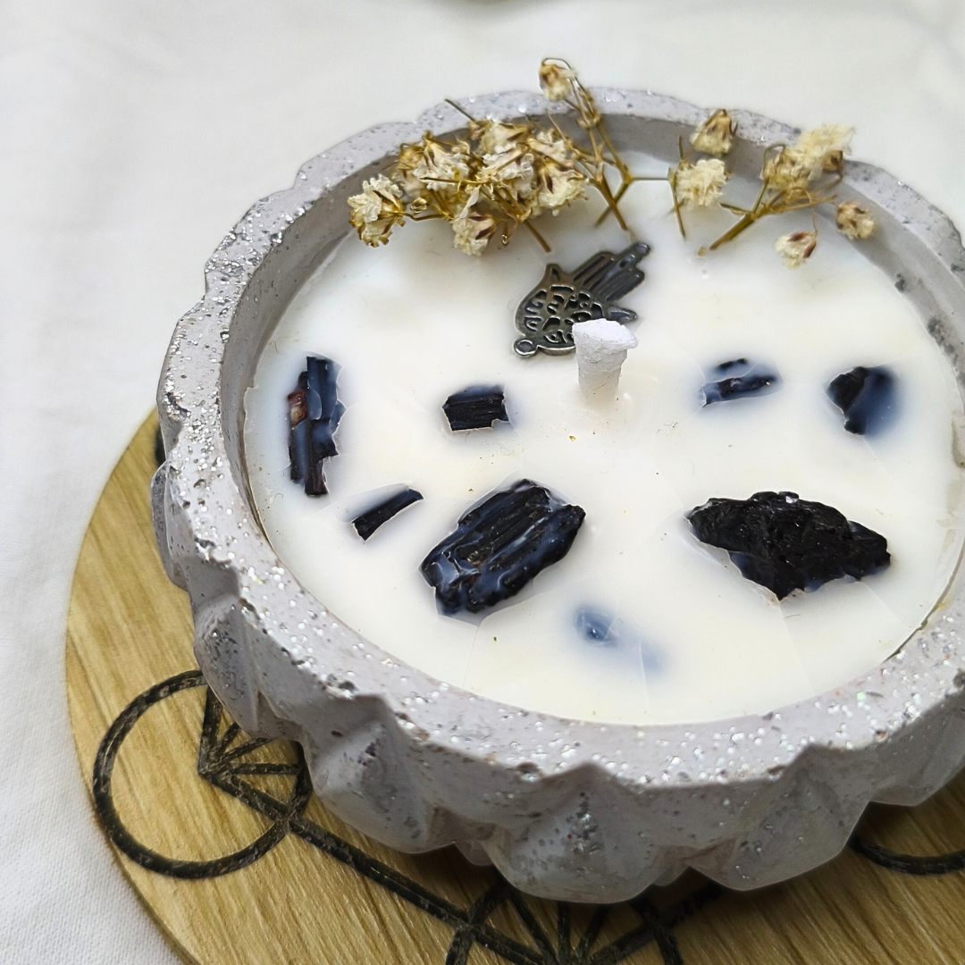 Vela Tagine com Óleo Essencial de Alecrim e Turmalina Negra